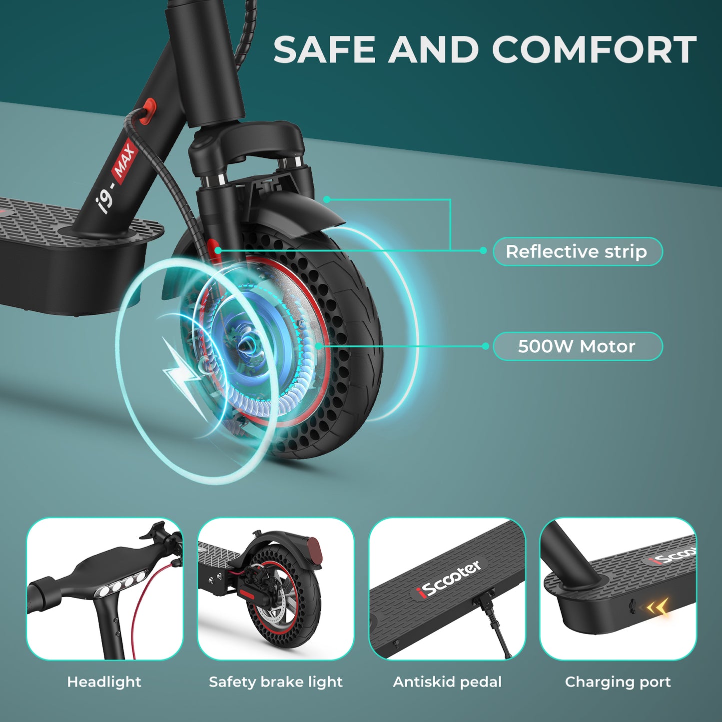 ISCOOTER i9Max - Trottinette électrique 500W 36V 10.5AH