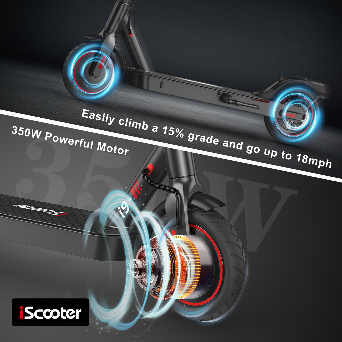 ISCOOTER i9 - Trottinette électrique 350W 36V 7.5AH
